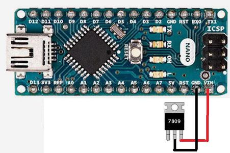 Connect Voltage Regulator 7809 to Arduino Board