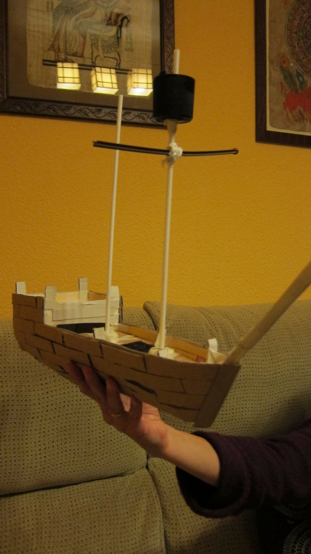 Cover the Boat With Hard Cardboard Pieces