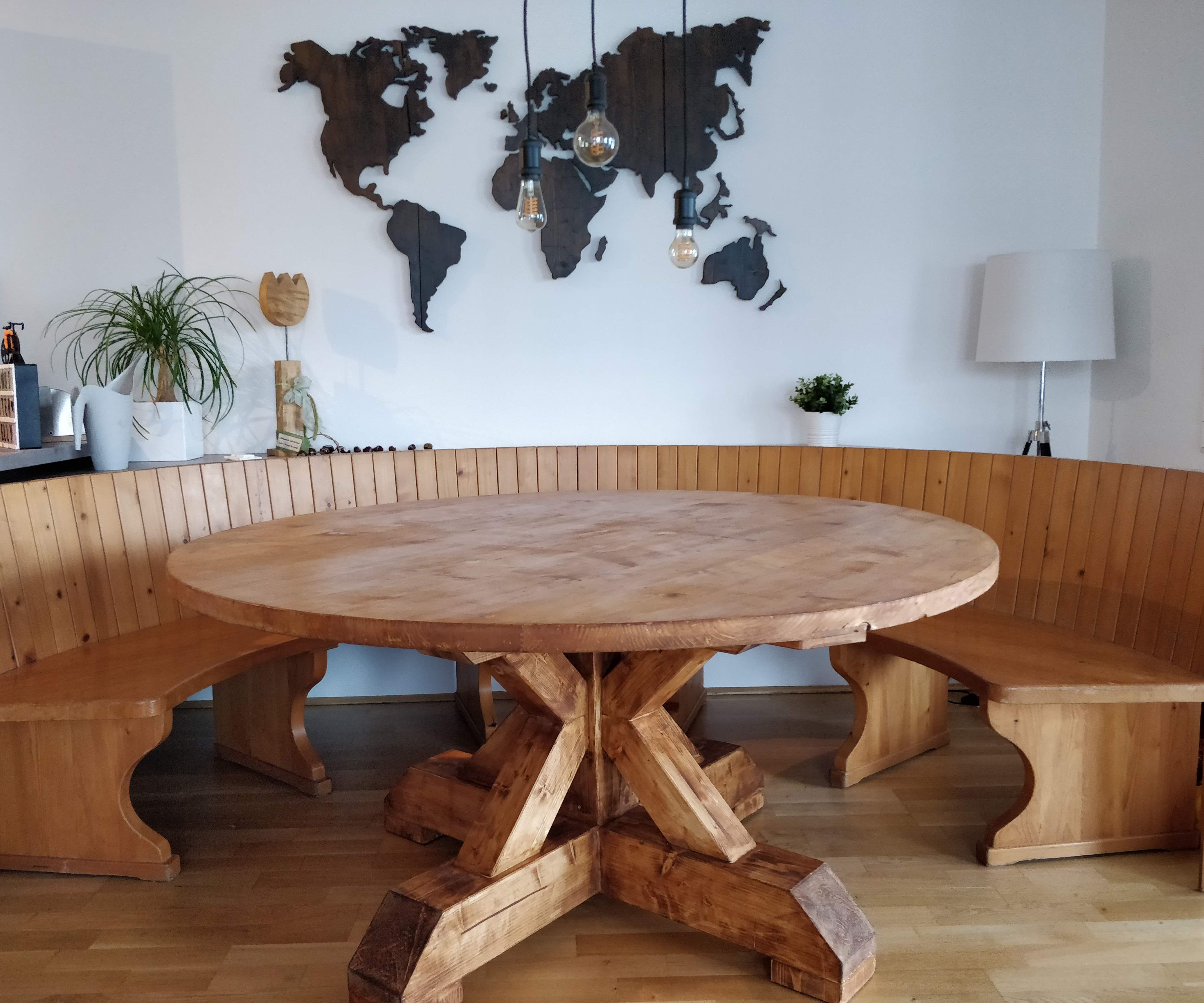 Rustic Round Farm House Table 