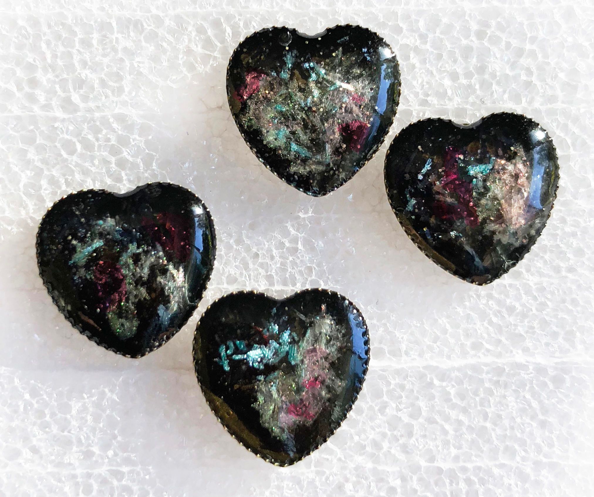 Faux Black Opal Cast Resin Earrings