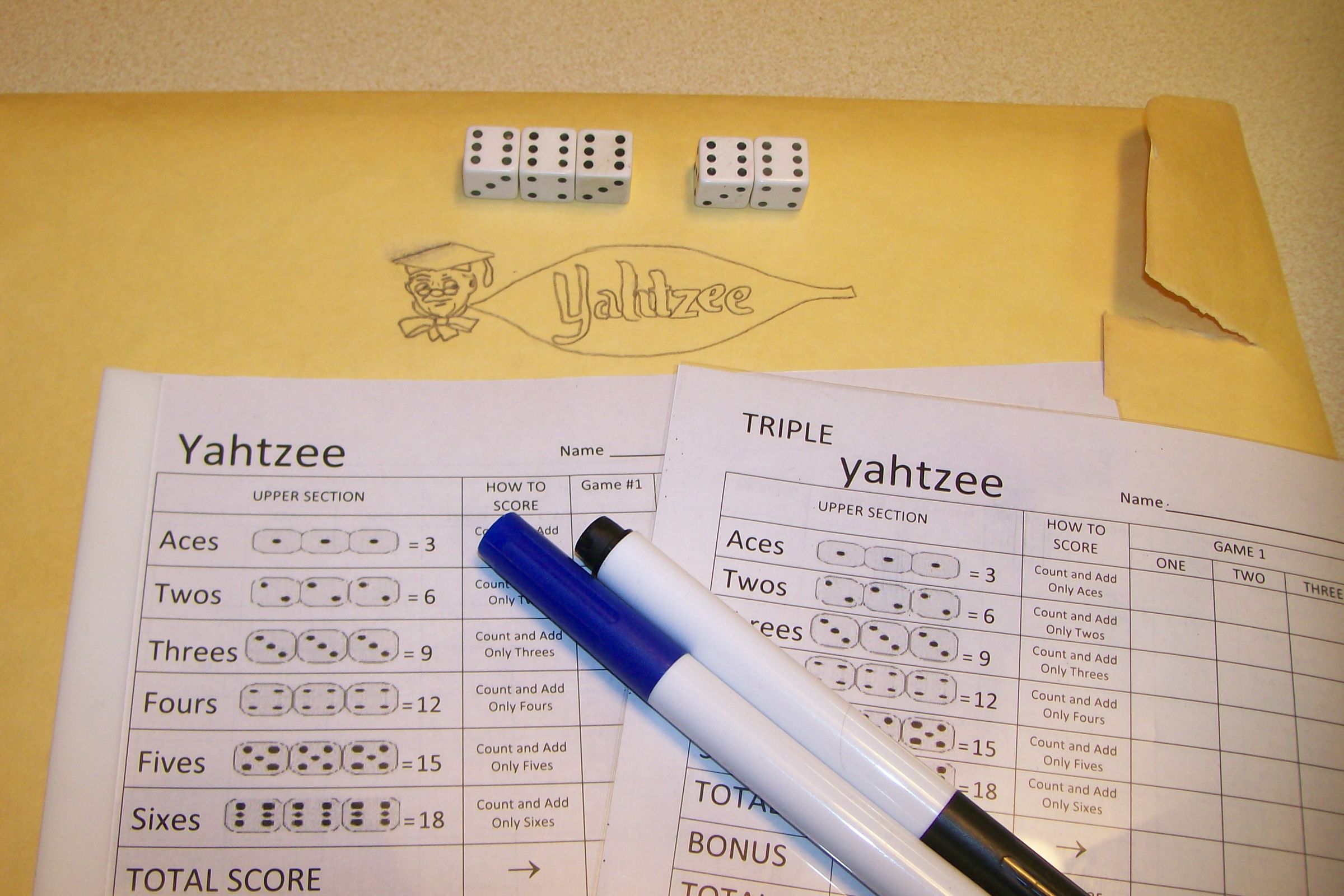 Reusable YAHTZEE Score Sheet