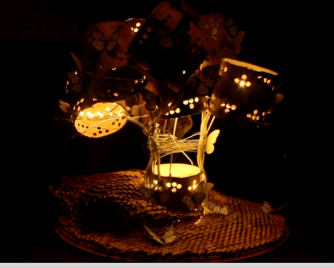 Recycled Material Musical Tree Lamp With Color Changing LEDs