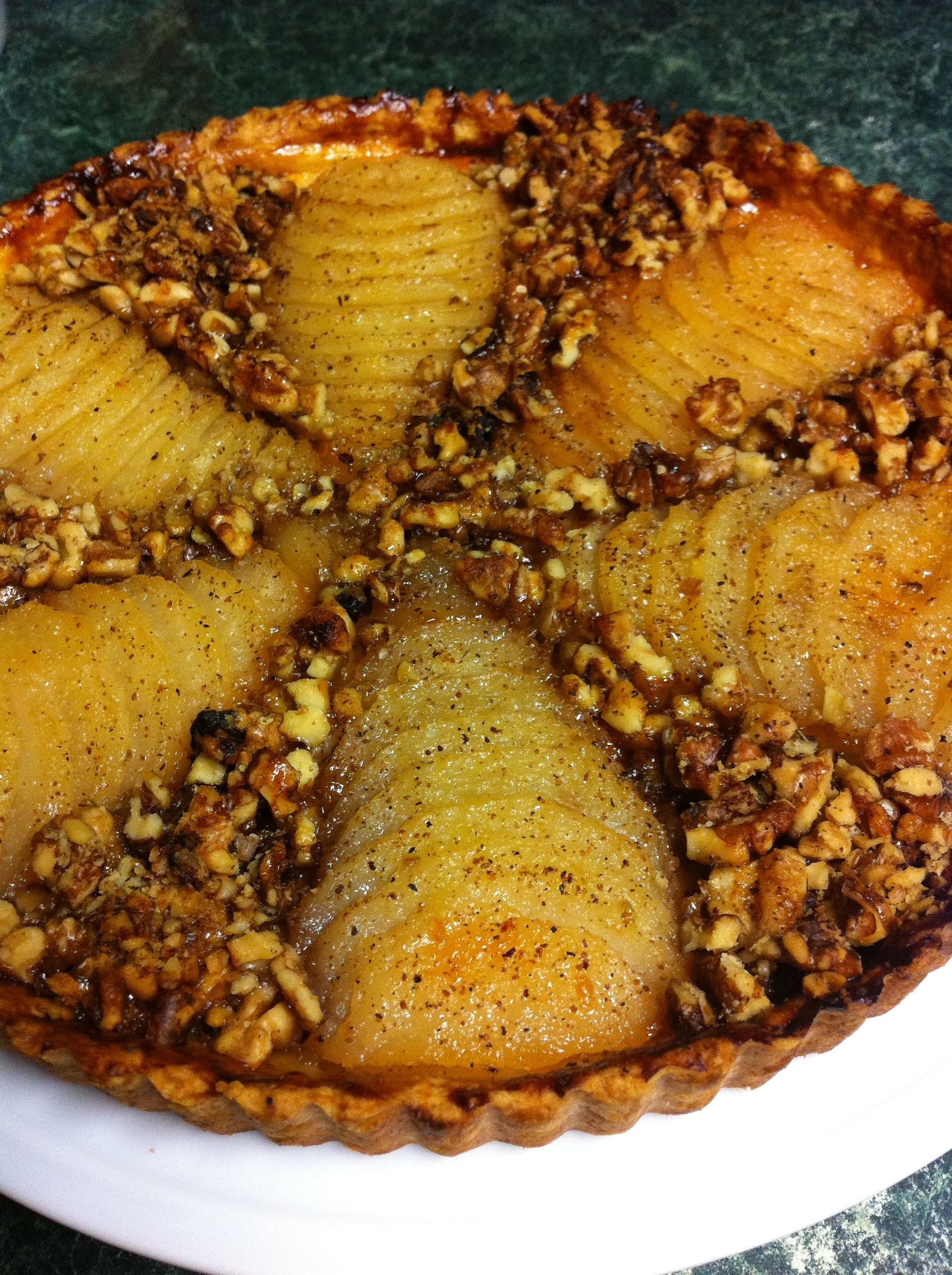 Bosc Pear and Walnut Tart