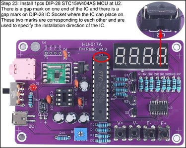 Install 1pcs DIP-28 STC15W404AS MCU at U2