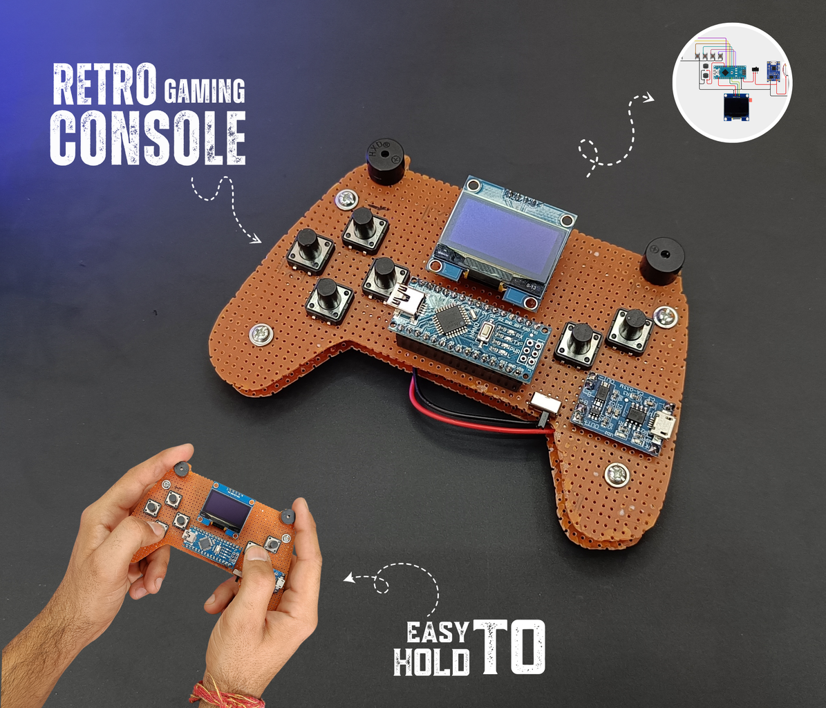 DIY Mini Retro Game Console With Arduino and OLED Display V1 : 8 Steps ...