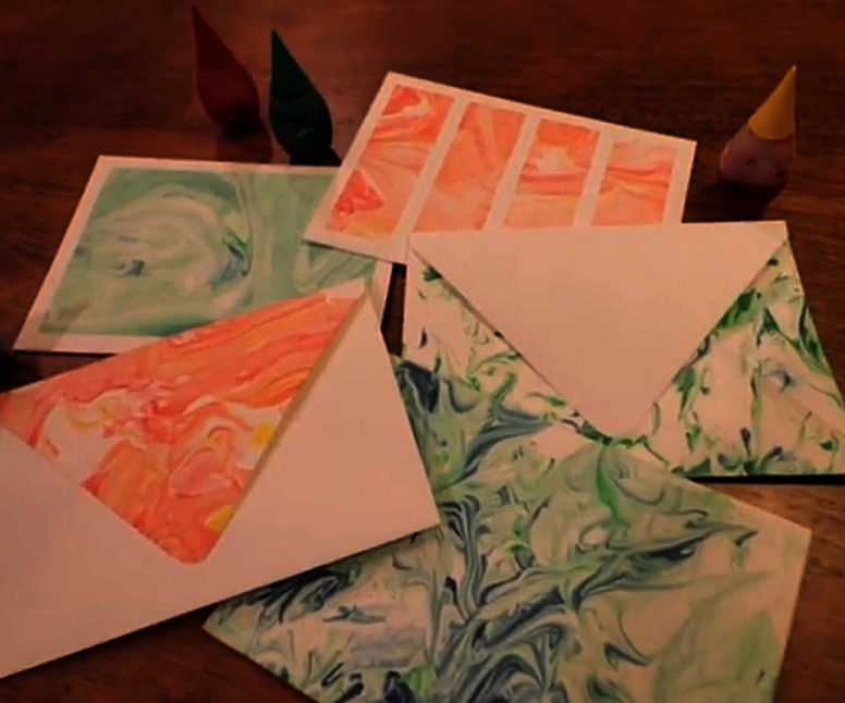 Paper Marbling With Food Dye and Shaving Cream