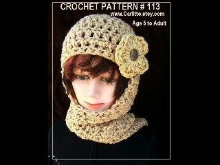 CROCHET PATTERN, Hat With Attached Scarf, (Carlitto # 113)