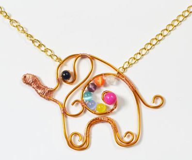 How to Make a Cute Gold Wire Wrapped Elephant Pendent Necklace