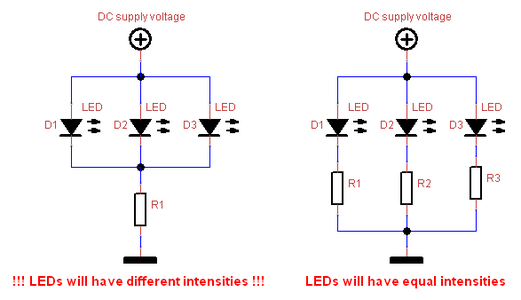  LEDs of the Same Type Give Different Light Intensities ?