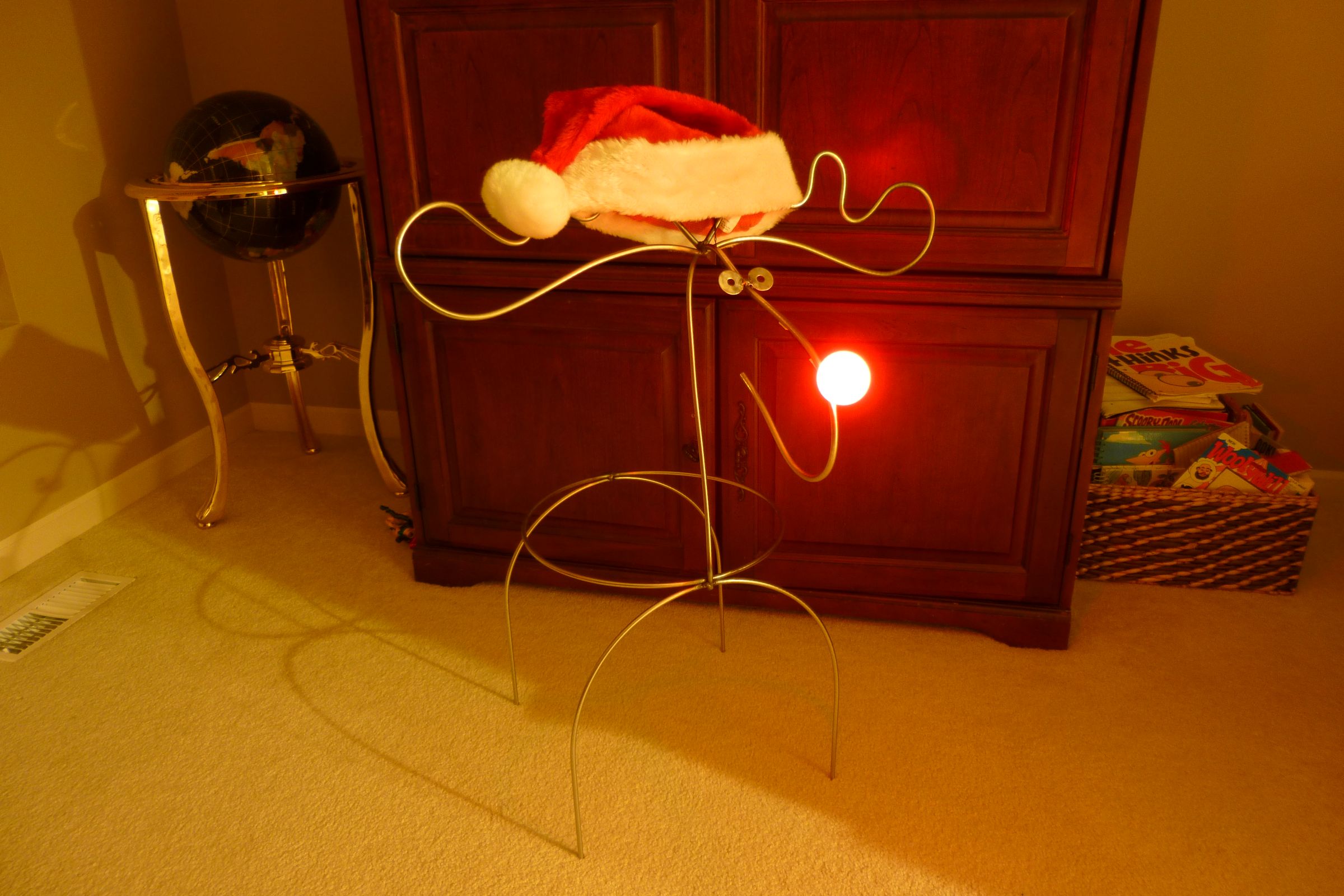 Christmas "Chris-Moose" Metal Sculpture With Glowing Nose