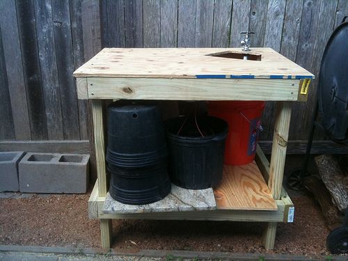 Garden Workbench With Grey Water Sink