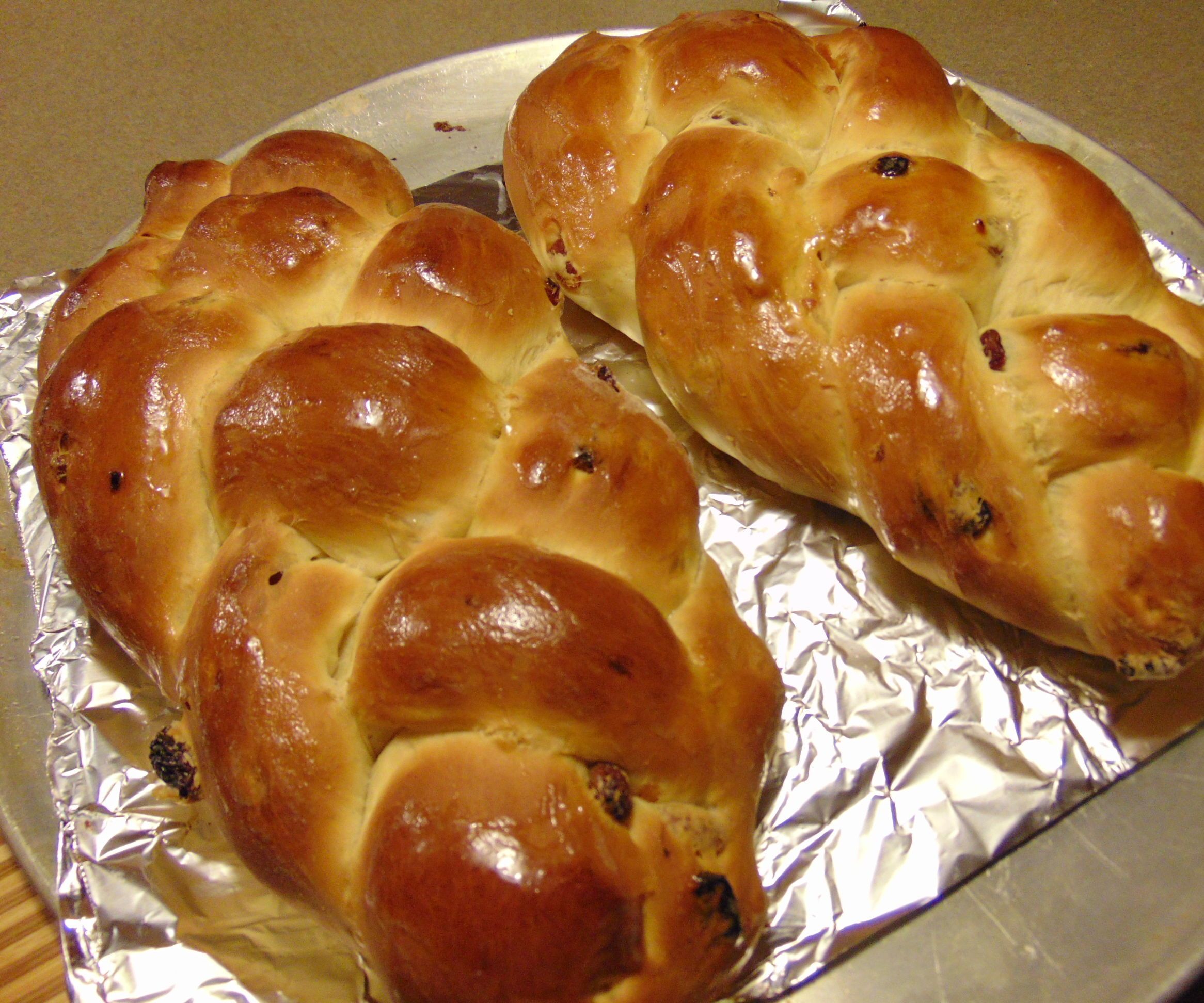 Houska Bread- a Traditional Raisin Bread Made With Eggs and Golden Raisins