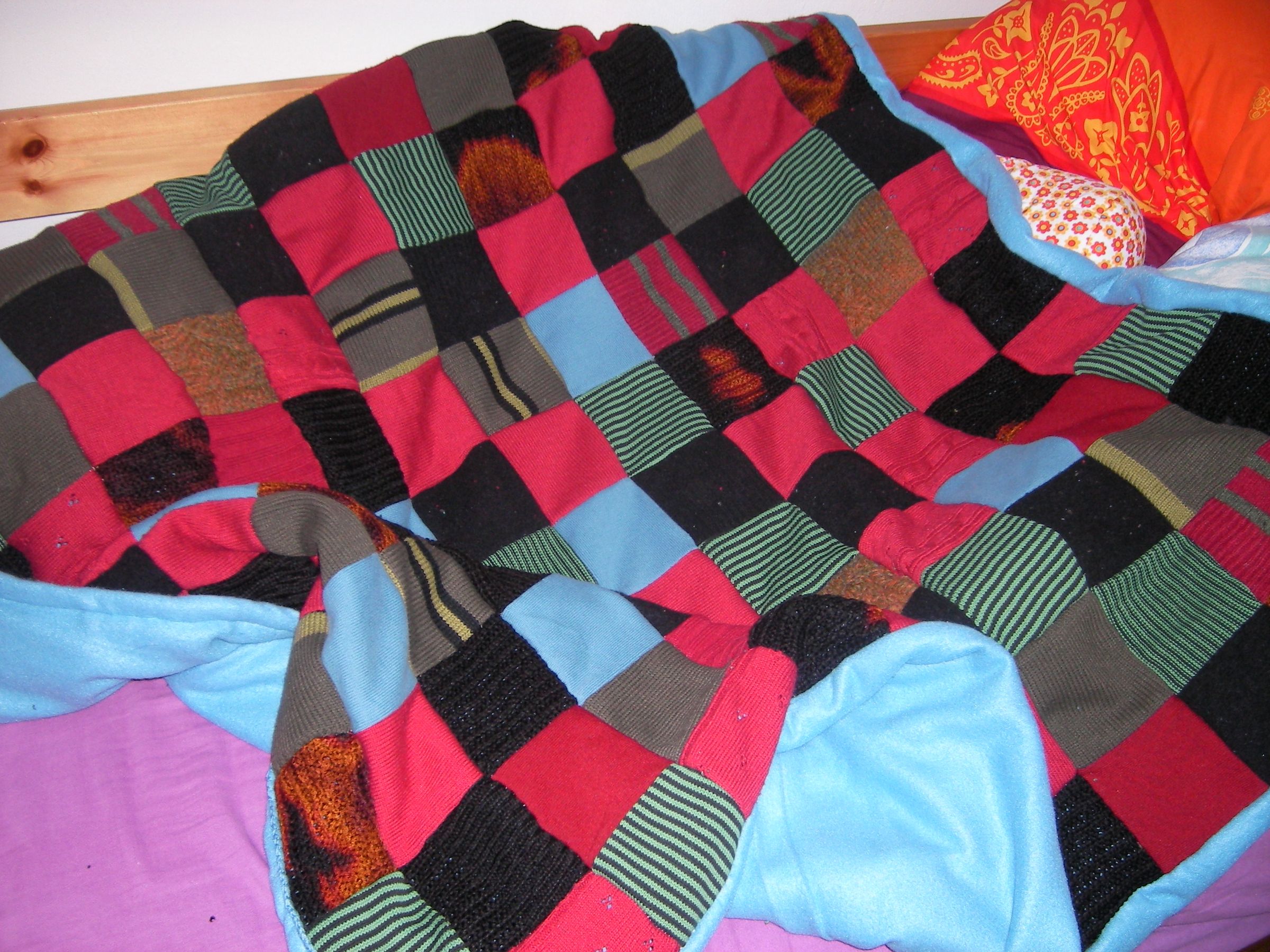 warm blanket from old pullovers