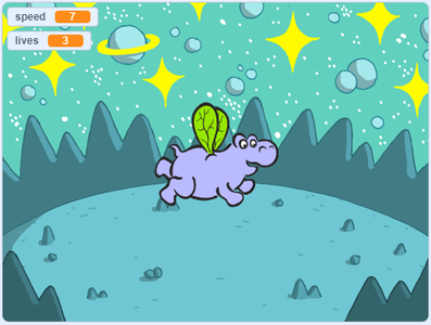 Scratch Hippo in Space Game