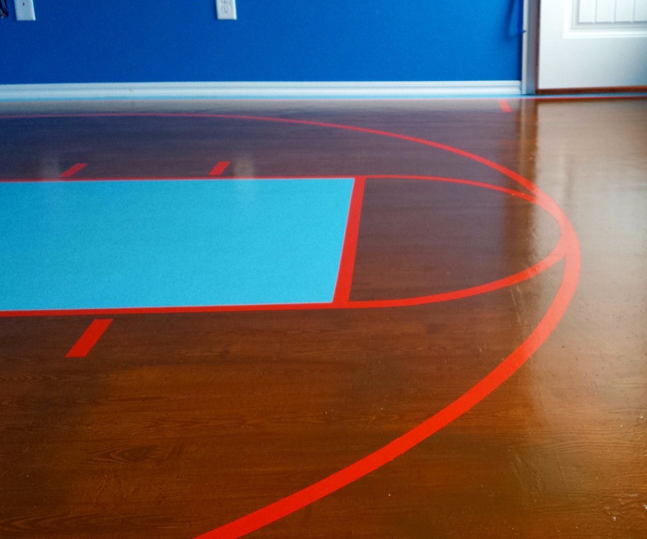 Painted Plywood Subfloor - Basketball Court