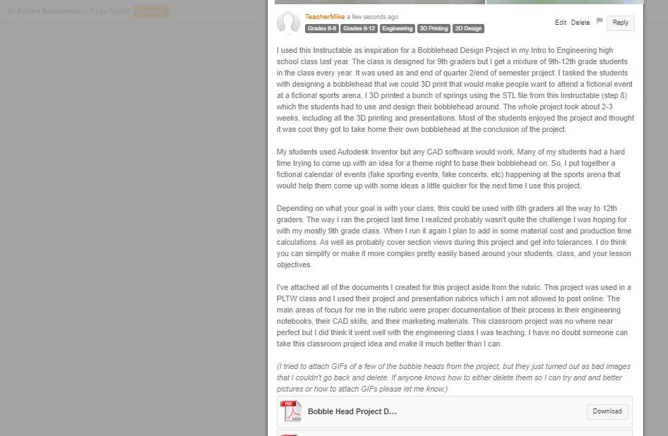 3D Printed Bobblehead  by Paige Russell