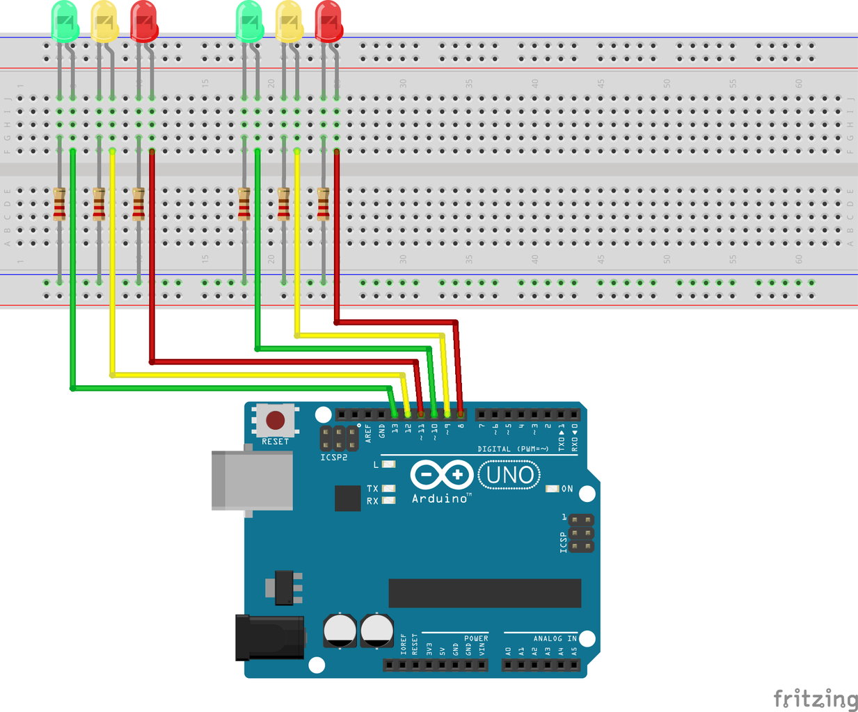 Connect LEDs for Second Traffic Light Group