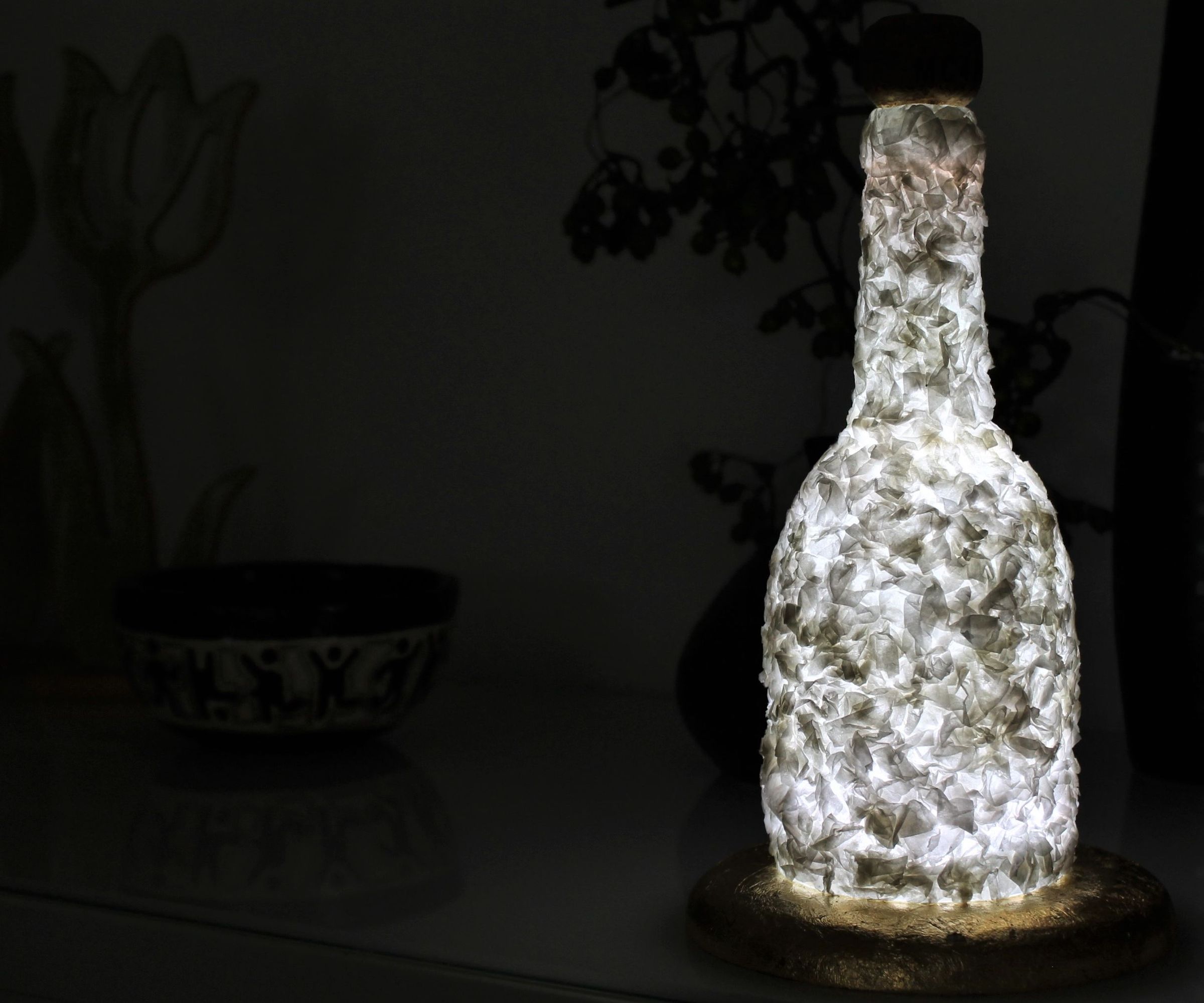 Glassbottle Paper Lamp