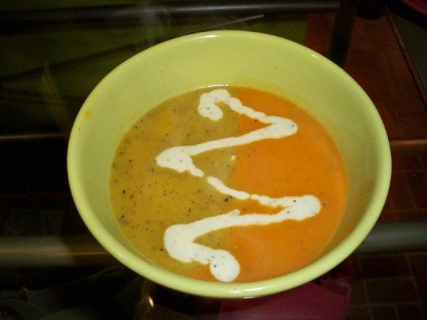 Roasted Yellow Pepper Soup and Roasted Tomato Soup With Hot Pepper Cream