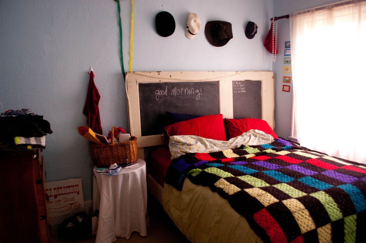 Old Door to Chalkboard Headboard