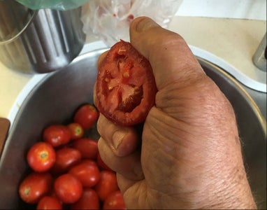 Wash. Blanch, Separate the Seeds and Remove the Pulp From the Skins