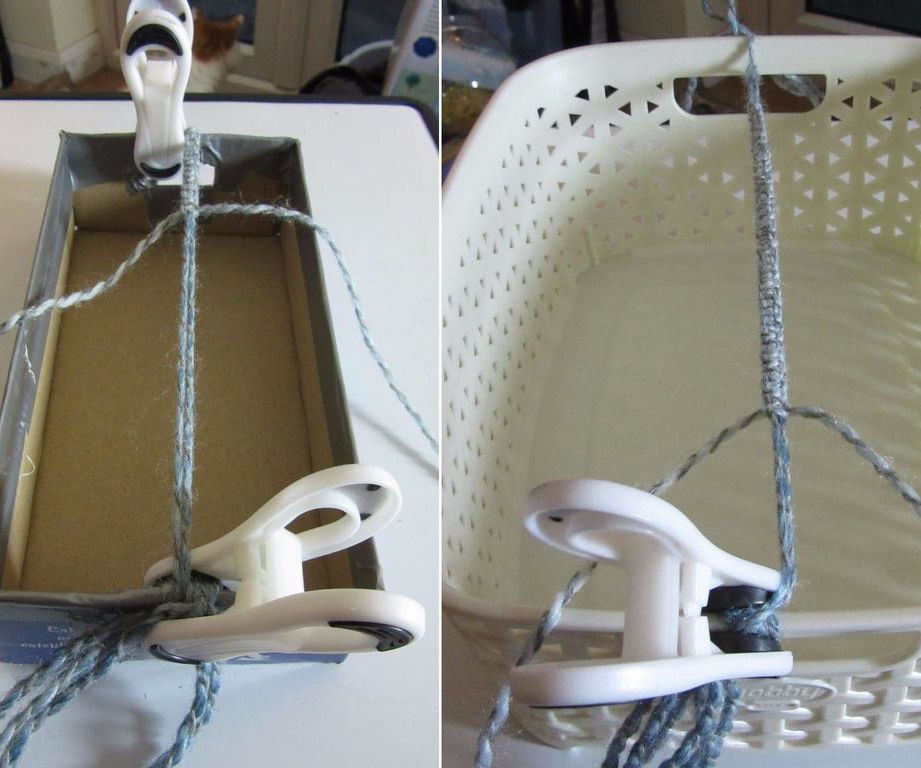 Simple DIY Macrame Project Frame or Loom Made From a Box or Plastic Basket