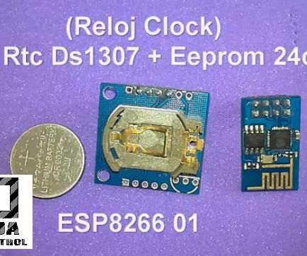 ESP8266 01 + Clock Tiny  RTC Ds1307 + Memory  Eeprom 24c32  