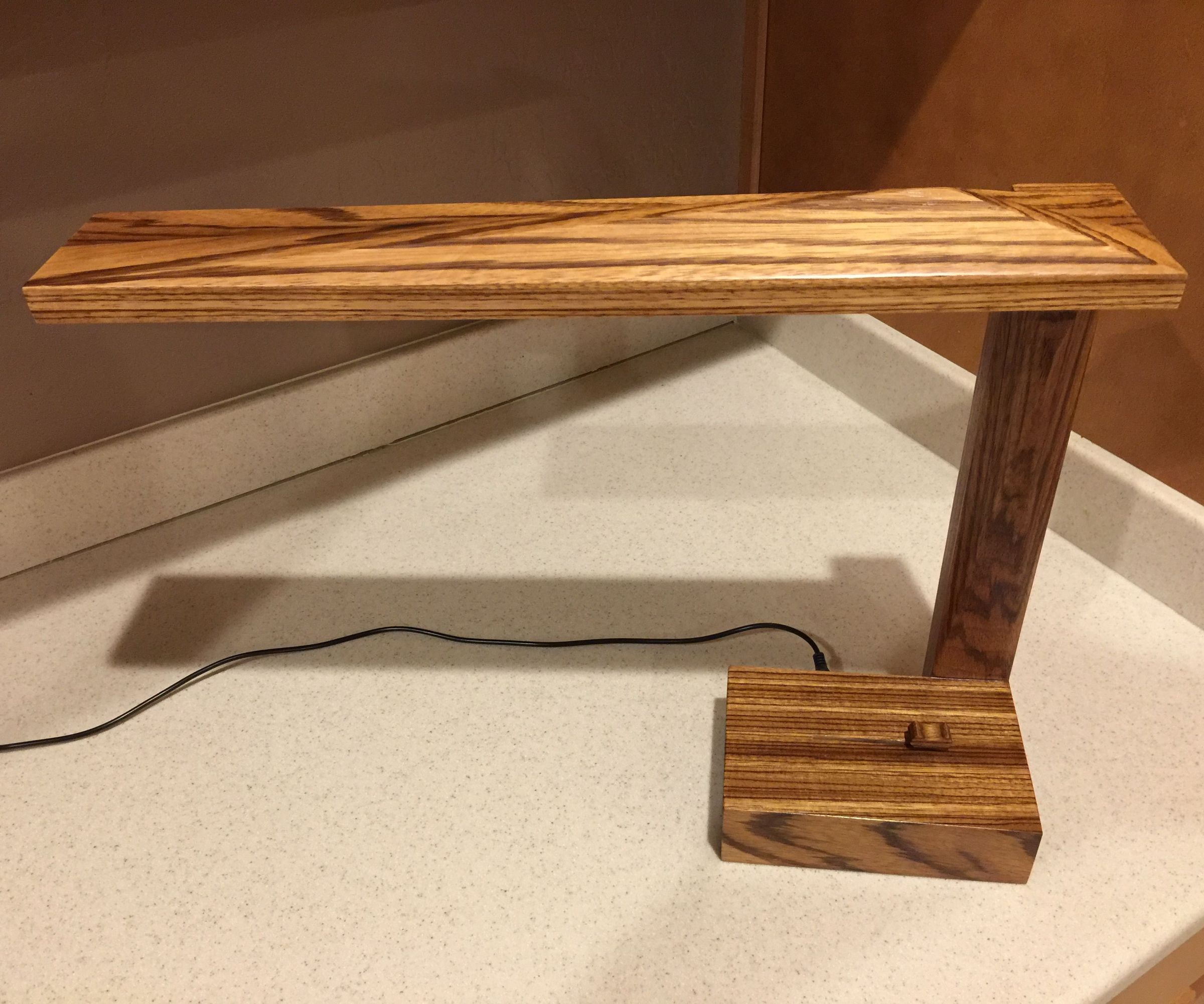 Super Bright LED Lamp Made From Exotic Zebrawood