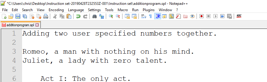 Simple Addition Program in Shakespeare Programming Language : 18 Steps ...