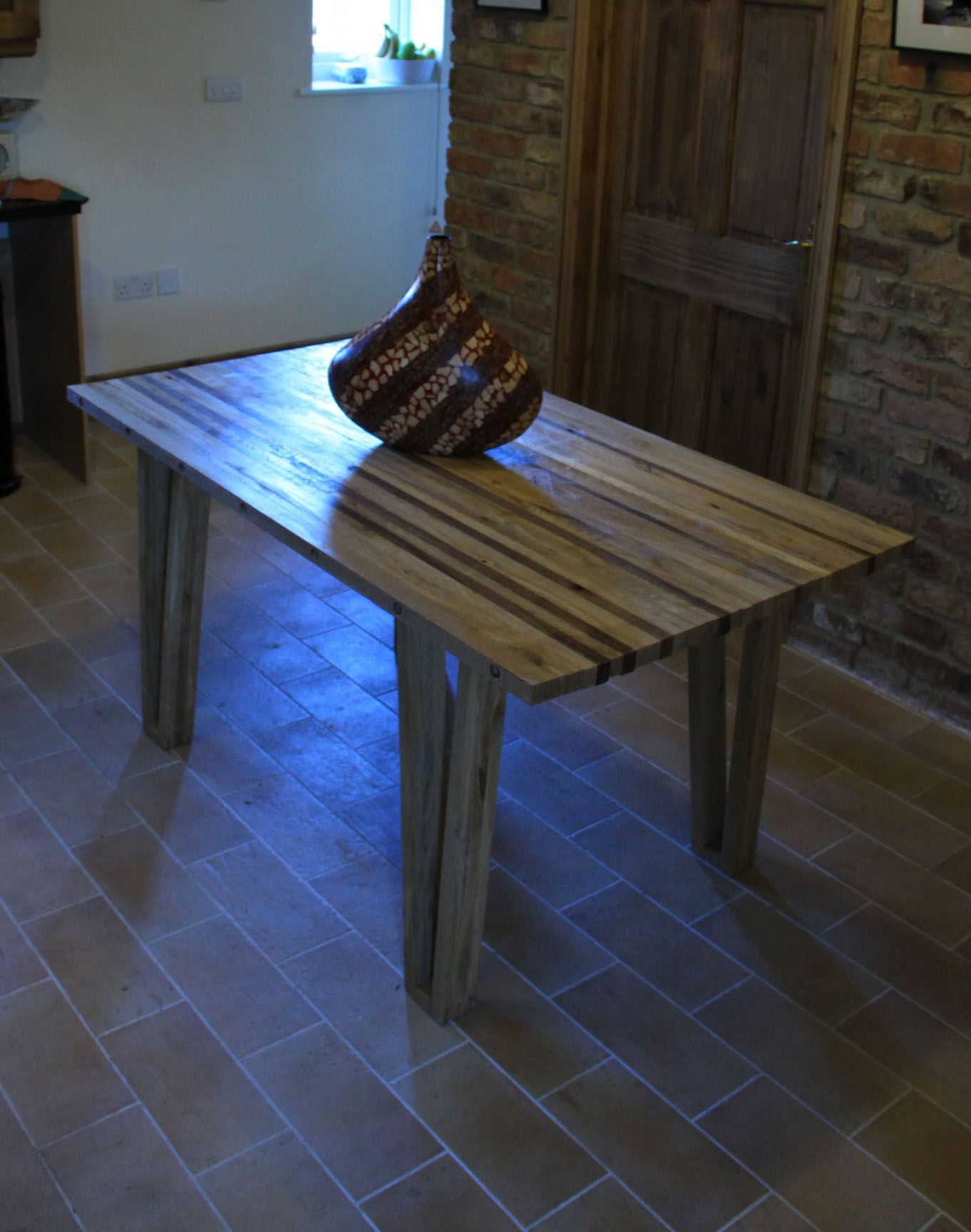Strip Table in Oak and Walnut