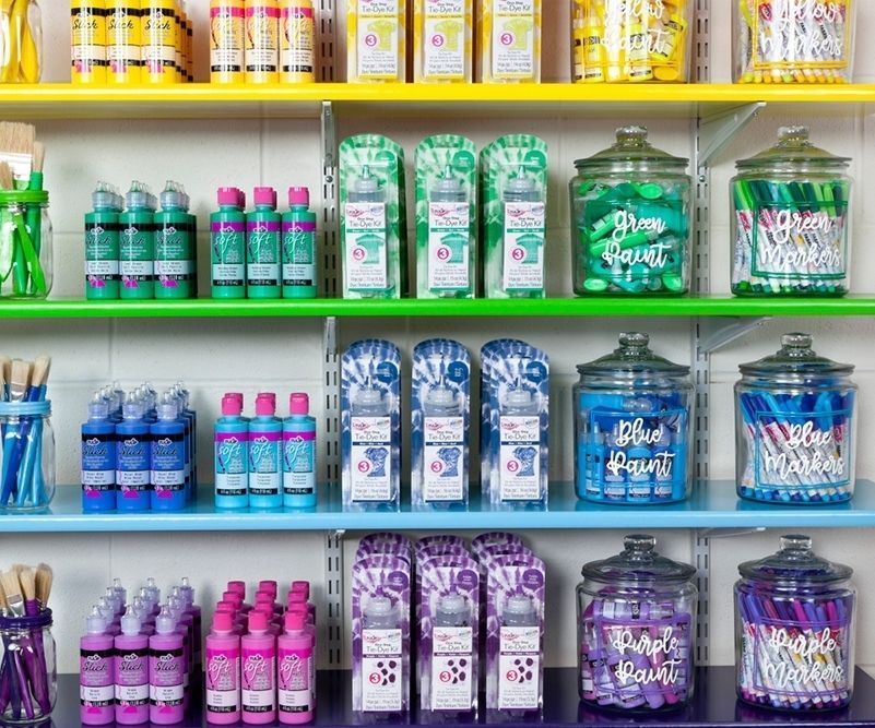 Craft Room Makeover Rainbow Shelves