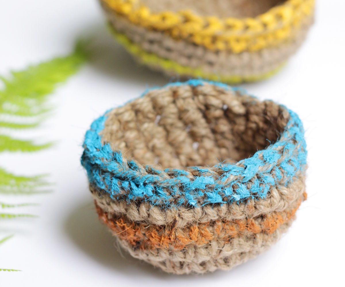Rustic Crochet Stacking Baskets