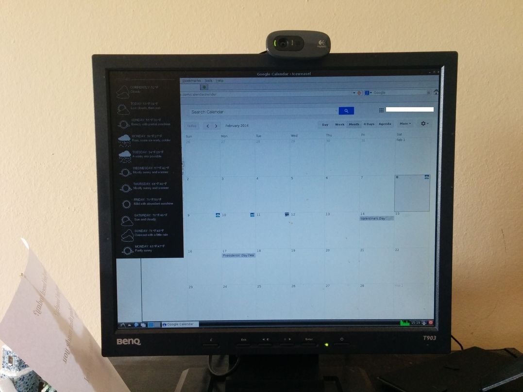 Raspberry Pi Google Calendar With Motion Controlled Webcam and Weather