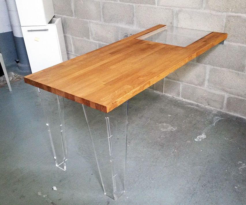 Wooden table and Plexiglas design DIY Sunflower Oil