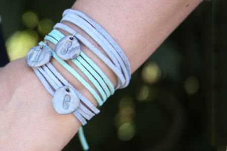 Stamped Clay Bead Bracelets- Charm Bracelet for Mom