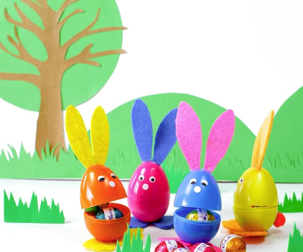 Make These Adorable Bunnies Out of Plastic Eggs for Easter.