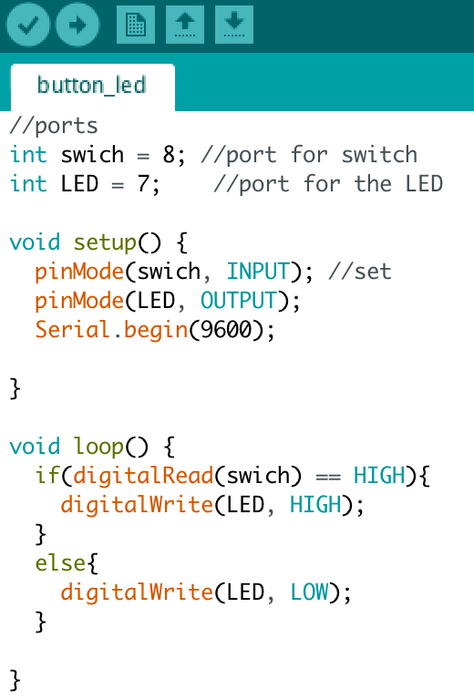 Lighting Up and LED With a Switch in Arduino : 5 Steps - Instructables