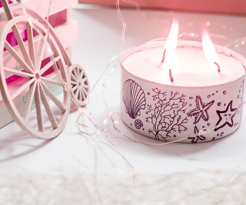 Recycled and Doodled Tin Candle
