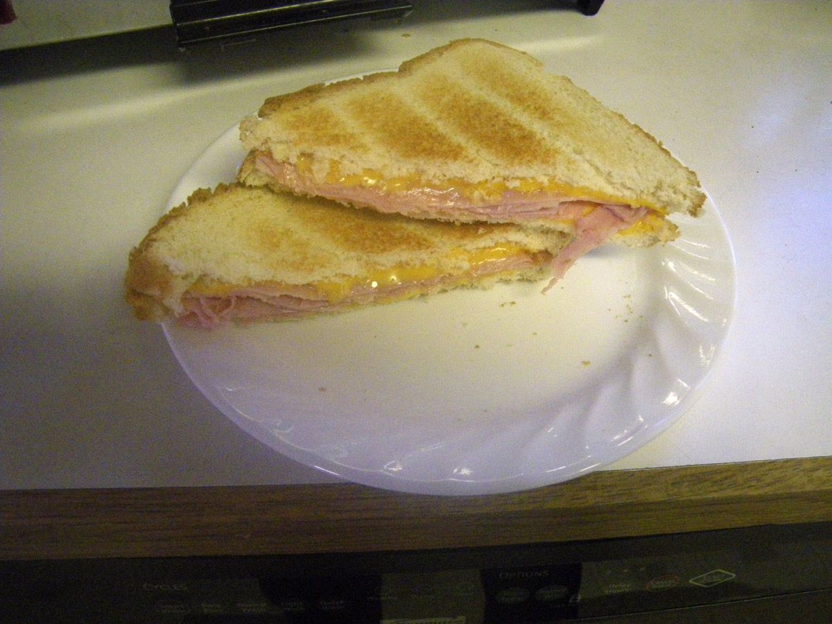 2 Minute Toaster Oven Grilled Ham and Cheese Sandwich