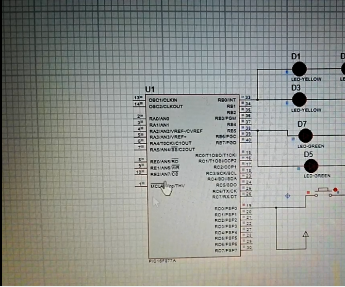 Controlling 8 Leds Via PIC 16f877a (circuit Diagram on Proteus)