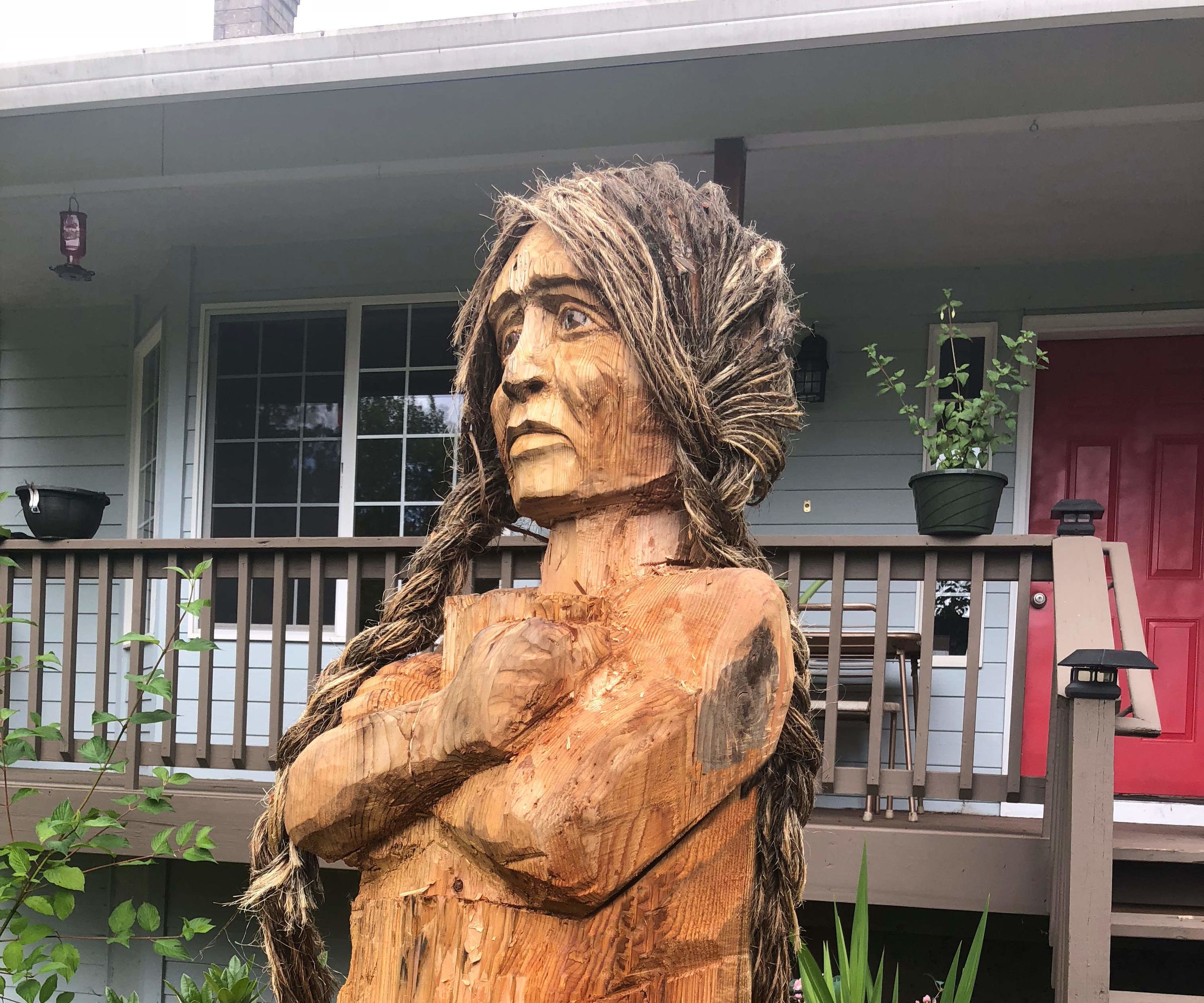 Carving a (Bigger Than) Life Size Cigar Store Person From a Cedar Log 