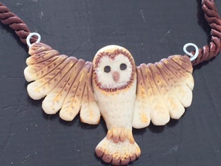 Good Luck Charm Polymer Clay Owl Pendant