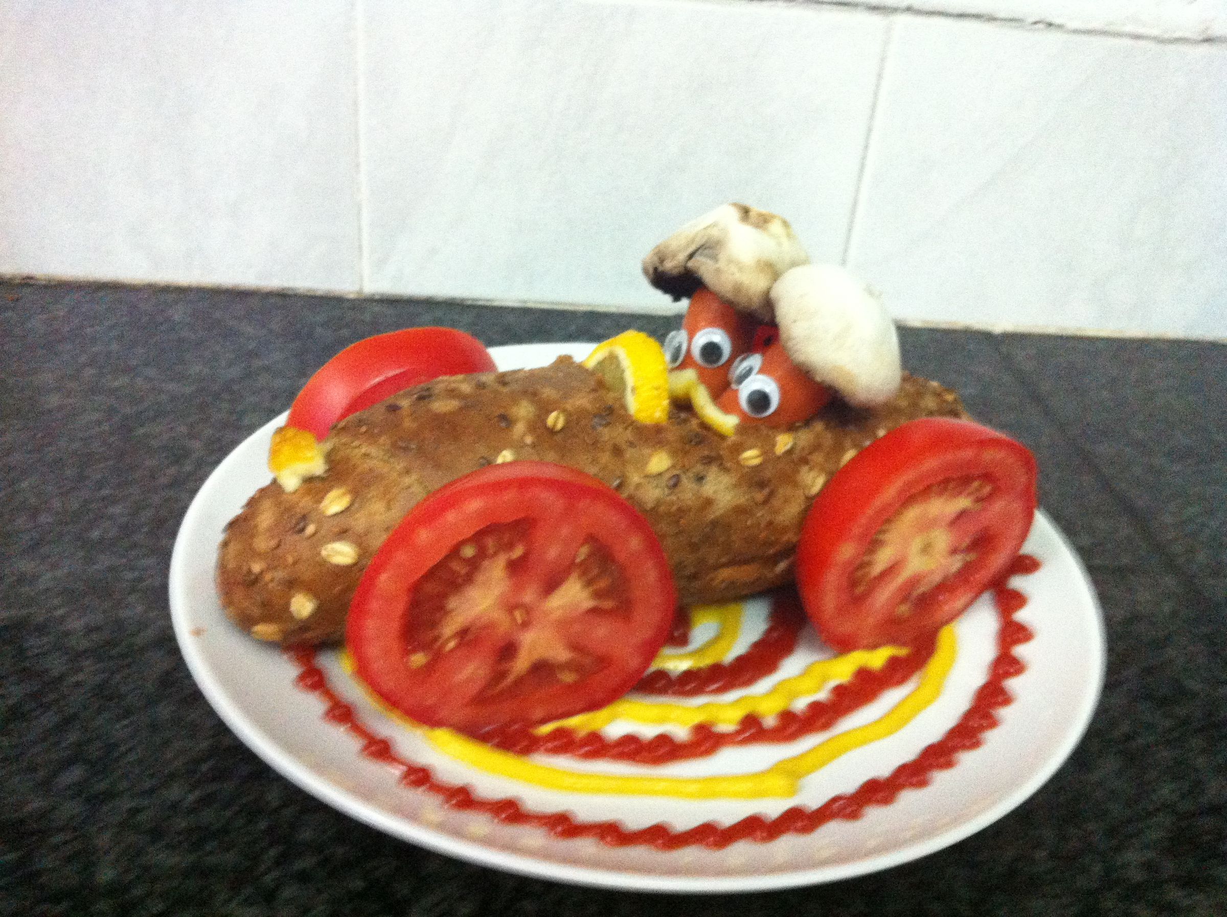 Designed Dinner - Hot Dogs in a Race Car