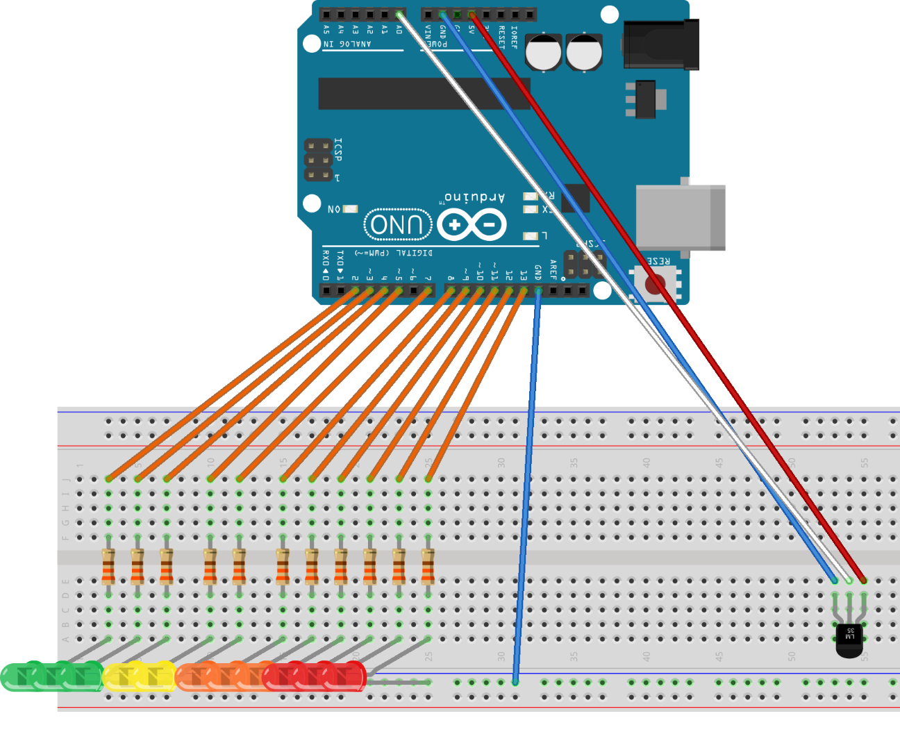  Arduino Temperature Led Bar