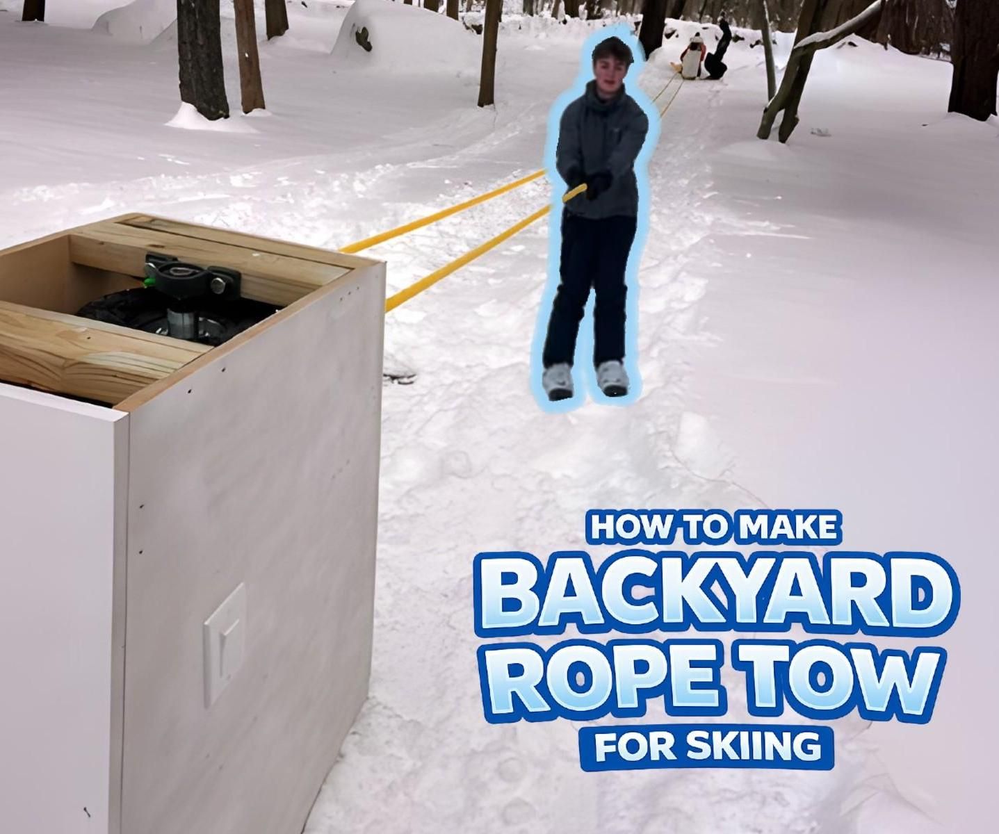 Backyard Rope Tow for Skiing or Snowboarding