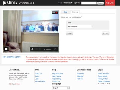 Login to Justin.tv and Publish Audio/Video Stream From Webcam