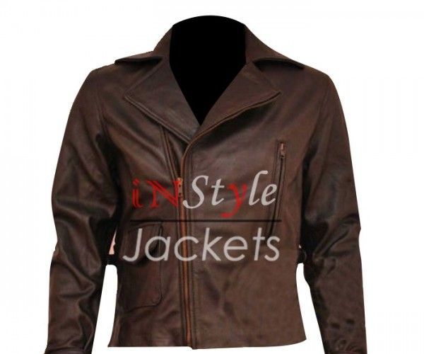 CAPTAIN AMERICA BROWN BIKER LEATHER JACKET
