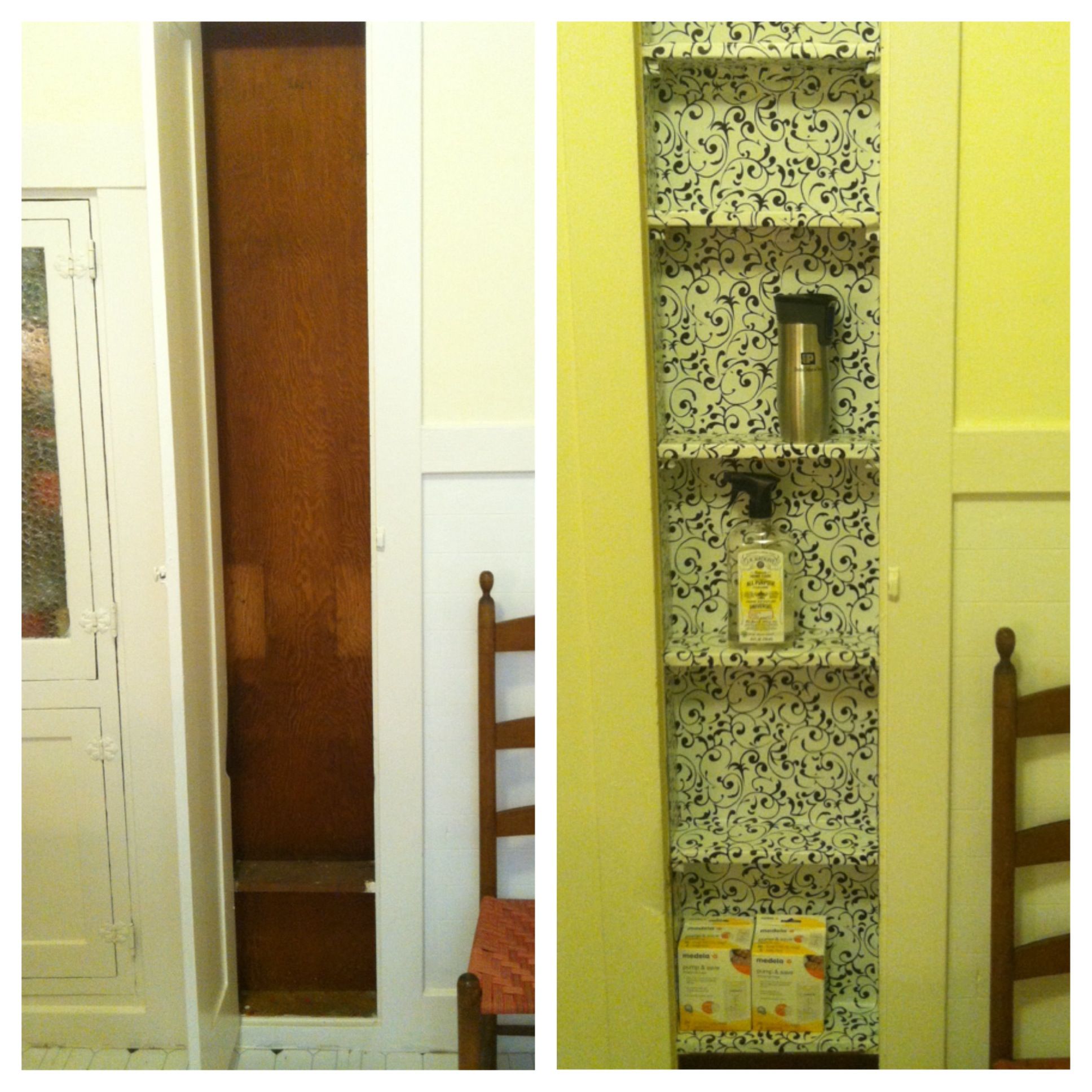 Ironing Board Cabinet Converted into Shelving