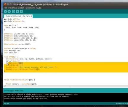 Arduino Tutorial - Programmazione: Ethernet 2