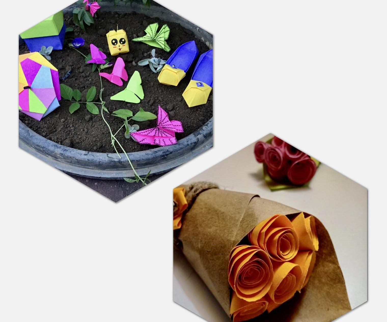 Learn 7 (Origami & Paper) Crafts | Tiny Rose Bouquet Through Easy Instructables!